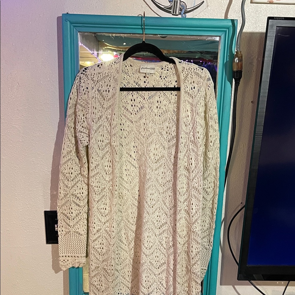 Freshman Ivory Open-Knit Cardigan